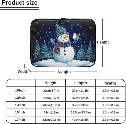Cute Snowman Computer Sleeve for Women 17 inch Laptop Sleeve Christmas Lap Top Case with Multiple Uses Tablet Bag Teen Girls Laptop Carrying Case Briefcase