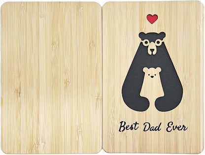 Fathers Day Cards,Handmade Bamboo Greeting Cards,Wooden Thankyou Card,Father's day Card for Dad,Best dad ever