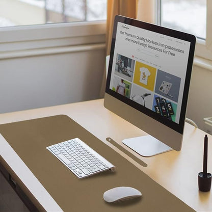 Boutilon Leather Desk Pad 24"x 14" Non-Slip Mouse Pad,Office Desk Mat,Waterprooft PU Leather Desk Blotter,Desk Pad Protector,Desk Writing Pad for Home Office Decor (S-Dark Apricot)