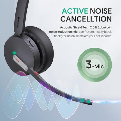 Yealink WH64 Wireless Headset, DECT & Bluetooth Dual-Mode 606 ft Range Headset for Teams Zoom,Skype and UC, Phone Headset with 3X Mic, 32 Talk Time, Office Work Headset for Desk IP Phone, PC,CellPhone