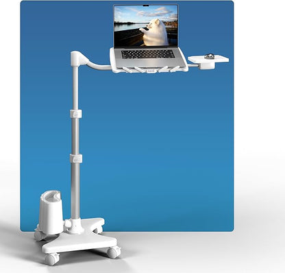 LEVO G2-801 Deluxe Rolling Laptop Stand with Mouse Tray - Silver & White