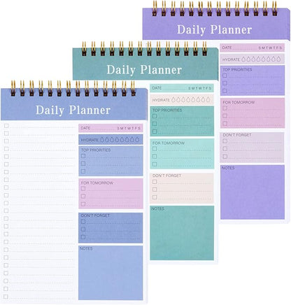 Set of 3 To Do List Notepad, 52 Sheets Undated Daily Planner 2024, 5.2"x7.8" To Do List Notebook, Daily Checklist for School/Office Supplies