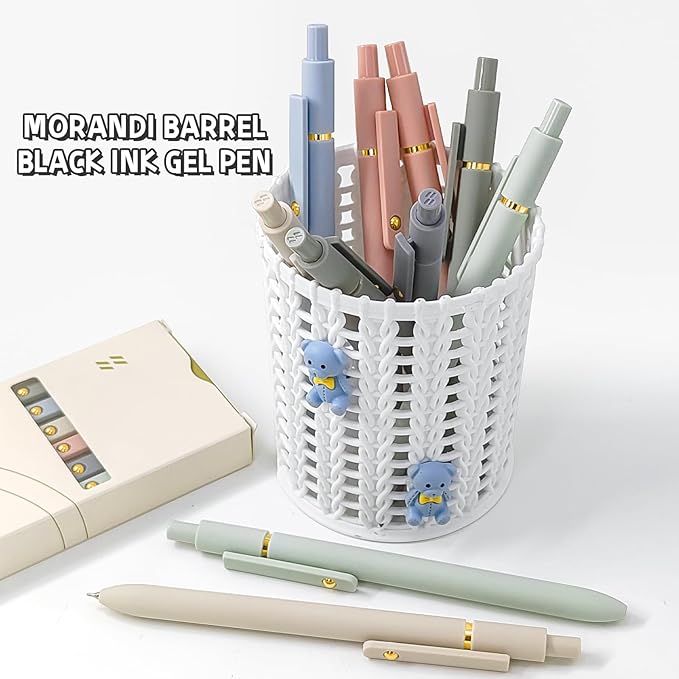 UIXJODO 6 Pcs Gel Pens 0.5mm Quick Dry Black Ink Pens Fine Point Smooth Writing Pens, Cute Office and School Supplies Gifts for Women Teacher Students (6 Pcs Morandi Gold)