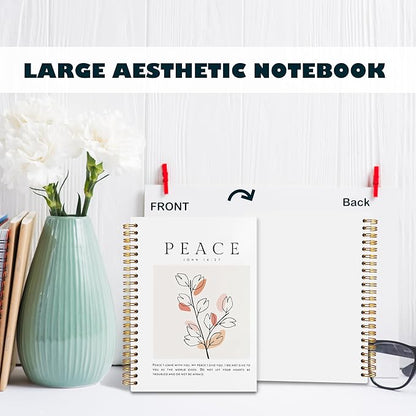 BearCake Peace I Leave with You Boho Floral Christian Notebook Journal, Christian Gifts for Women, Bible Notebooks for Note Taking, Bible Journaling Notebook, Hardcover Spiral Notebook 5.5x8.3