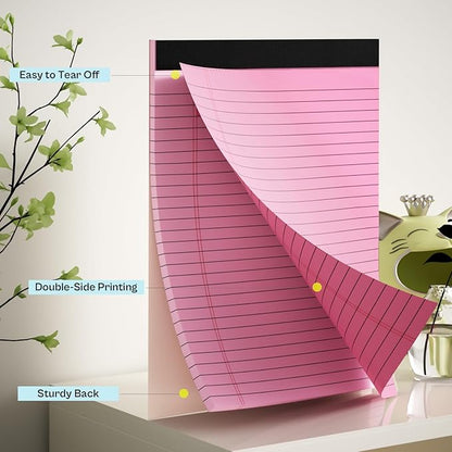 2 Pcs Legal Pads 8.5 x 11 Pink Note Pads 8.5 x 11 Notepad 8.5 x 11 Micro Perforated Writing Pads 8.5 x 11 Lined Paper Pads Wide Ruled Pad of Paper 30 Sheets Notebook for Study, To-Do Lists, Office