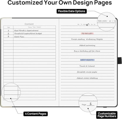 A5 Lined Journal Notebook - 100 GSM Thick Paper, Hardcover Journaling Notebook for Writing, Work, Travel, School, College Ruled Journal for Women and Men, PU Leather Note Book, 5.5”x8.3”- Black