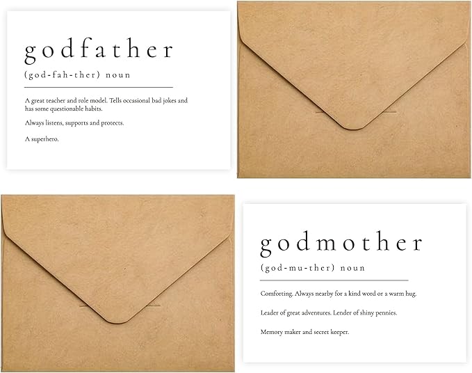 Will You Be My Godparents, God Parent's Proposal Cards Gifts with Envelope, Cute Gifts for Godparents On Wedding Day.（Godfather/Godmother A）