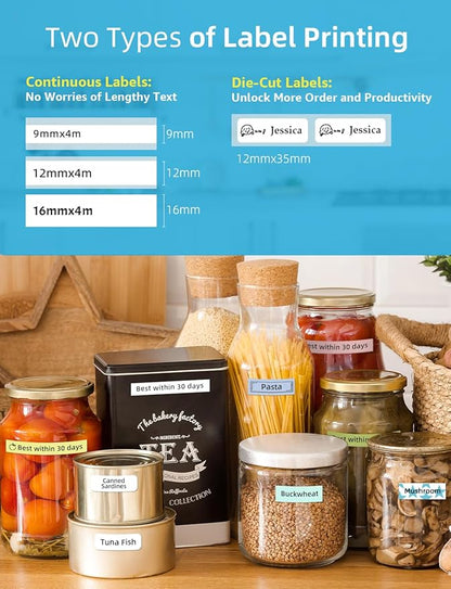 MakeID Label Maker Tape - Self-Adhesive Sticker Label Tape Refill Compatible with MakeID L1 Label Machine - Waterproof 6-Layer Laminated Film, Split-Back Design - 0.47"x13' (12mm x 4m)