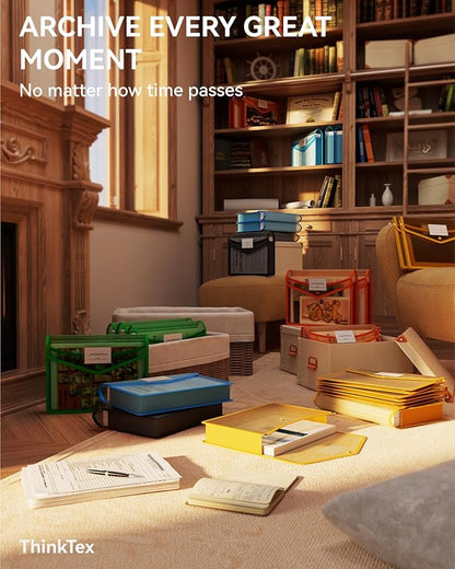 ThinkTex Plastic Expanding File Folder, Transparent envelopes with Snap Closure, No Dividers, Large Capacity, Assorted Colors, Fit Letter/A4 Size - 5 Packs