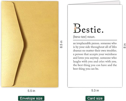 Chenive Bestie Definition Card, BFF Greeting Card, Funny Best Friend Birthday Card, Bestie Sister Friendship Card for Women Lady Girl