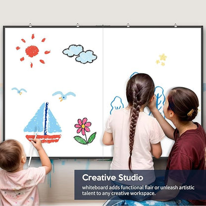 Large Whiteboard, Double Magnetic White Board for Wall, Dry Erase Whiteboard with Calendar for Office Home & School (Black, 72x48 inch)
