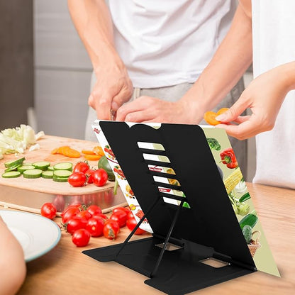 Metal Book Stand - Adjustable Book Holder for Reading (Full Black)