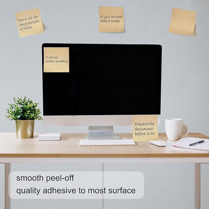 Beieverluck 48 Pack Pop Up Sticky Notes 3X3 Inch Colorful Post Stickies Self Sticky Note Pads for Office, Home, School, Meeting, 80 Sheets/pad, (Kraft)