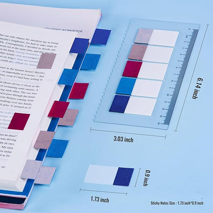 Golcellia 500 Pieces Sticky Tabs Transparent Page Markers, Diamond Laser Sticky Note Tabs Colored Writable and Repositionable Index Tabs, Tabs for Annotating Books