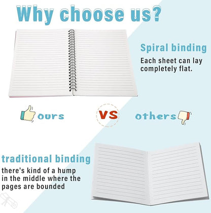 Fuutreo 24 Pcs Spiral Notebook for Work A5 8.3 x 5.7 Inch College Ruled Spiral Journal Notebook Kraft Cover, 12 Color, 60 Sheets, 120 Pages for Office School Supplies(Vintage Color)