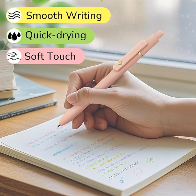 UIXJODO Colored Pens, 6 Pcs Colorful Pens Fine Point Smooth Writing Pens, 0.5mm Colored Ink Gel Pens for Journaling Note Taking Planner, School Supplies Gifts for Nurse Teacher (6 Pcs Gold Vibrant)