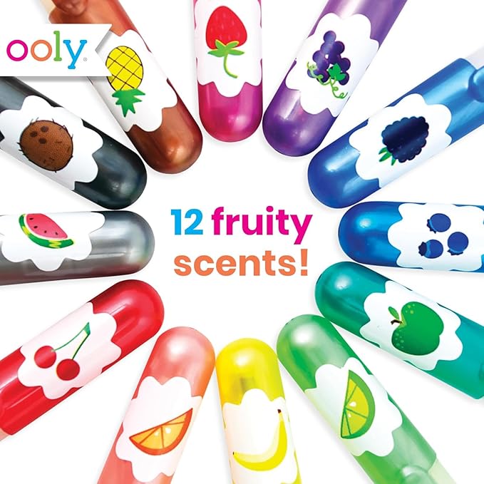Ooly Scented Yummy Yummy Glitter Gel Pens Set of 12 - Easter Activities for Kids, 1.00mm NIB Scented Glitter Pens for Kids, Adults, Art Supplies and stationery Supplies