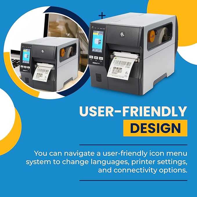 Zebra ZT411 203 DPI | Thermal Transfer & Direct Thermal | ZT41142-T010000Z Industrial Printer | Width 4 Inches Features Serial, USB, Ethernet, and Bluetooth Connectivity | Includes Jetset Software