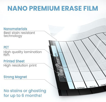 Magnetic Dry Erase Menu Board - 8.5"x13" Meal Planning Board for Fridge - 6.5"x8.5" List Board and 6 Extra Fine Point Markers Included - Shipped Flat