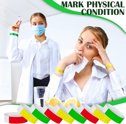 Epakh 600 Pcs Paper Wristbands Neon Wrist Bands Waterproof Handbands for Events Lightweight Concert Wristbands Neon Colored Adhesive Wrist Band for Party