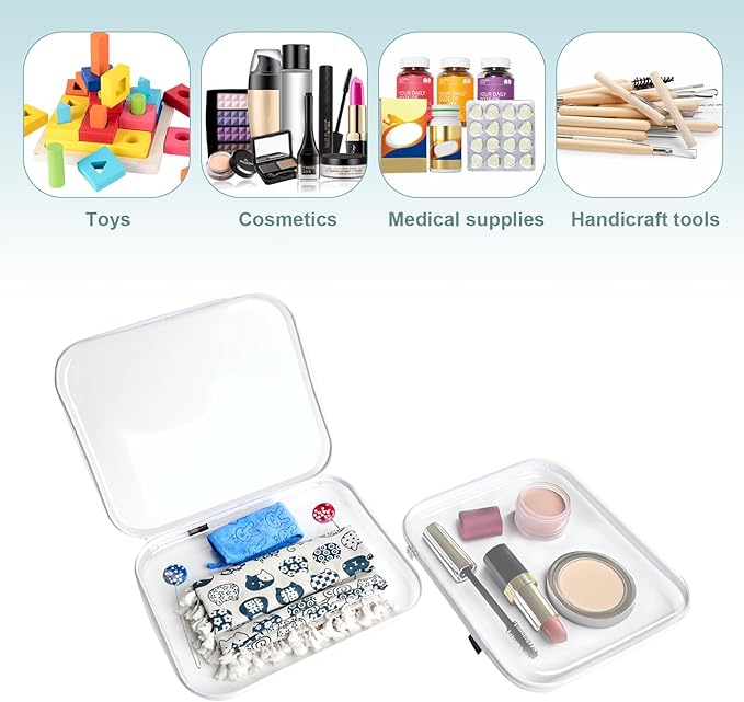 Bliss Bins - Hard Sided Clear Zipper Case for Storage- Professional-Grade Plastic Clear Zipper Pencil Case,Toy Storage Bins, Toiletry Pouch, Travel Organizer, Cosmetic Bag（White,2 Pack, L）