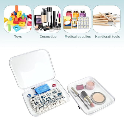 Bliss Bins - Hard Sided Clear Zipper Case for Storage- Professional-Grade Plastic Clear Zipper Pencil Case,Toy Storage Bins, Toiletry Pouch, Travel Organizer, Cosmetic Bag（White,2 Pack, L）