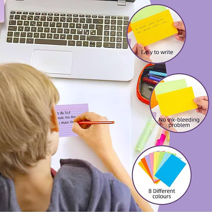 Koogel Index Cards 3 x 5 Inch, 272 Count, Ruled on both Sides, 8 Assorted Colors, Note Cards for Studying School Supplies College Office