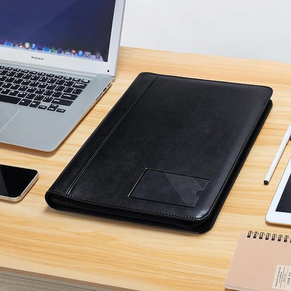 Portfolio Binder - 3 Ring Padfolio with Zipper, PU Business Portfolio Card Holder Tablet Sleeve A4 Writing Pad Clipboard, Meeting Document Organizer for Men Women