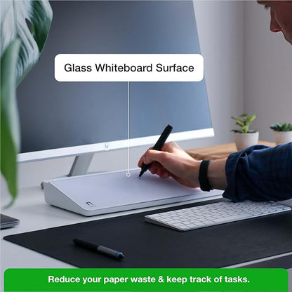 Wedge Desk Whiteboard Dry Erase Board, Glass Desktop Whiteboard with Storage - The Perfect Desk Board and Desk Buddy for Home, School and Office Accessories (White)