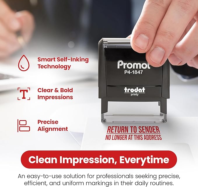 Promot Return to Sender No Longer at This Address - Self Inking Rubber Stamp