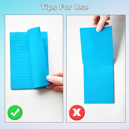 9 Pack Lined Sticky Notes with Lines 4X6 in Post, Aquatic Themed Colors Large Ruled Post Sticky Super Sticking Power Memo Pads Strong Adhesive, Sticky Notes 4x6 (Light Blue, Blue, Light Green)