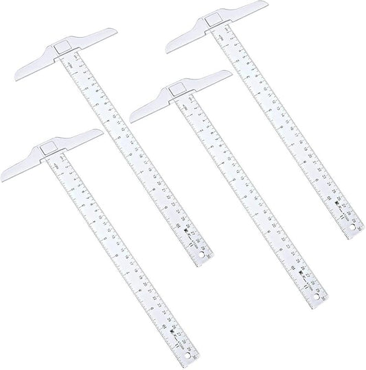12 Inch/ 30 cm T-Square Ruler Plastic Transparent T-Ruler for Drafting and General Layout Work (4)