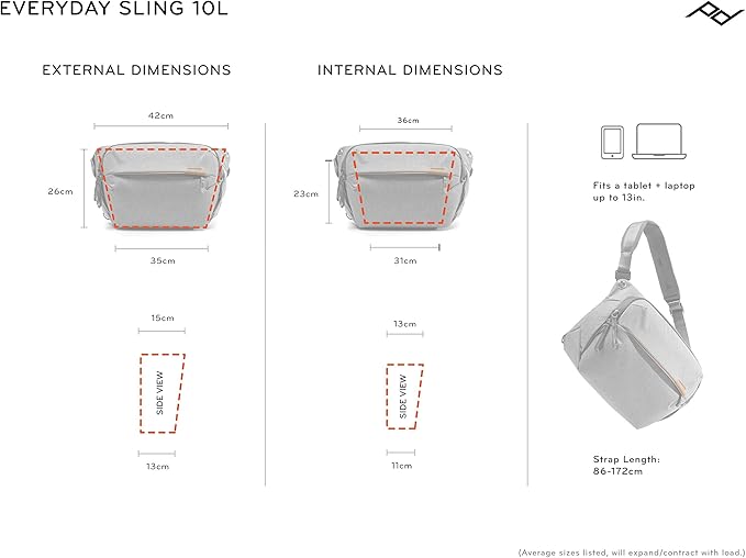 Peak Design Everyday Sling 10L Black, Sling or Shoulder Carry (BEDS-10-BK-2)