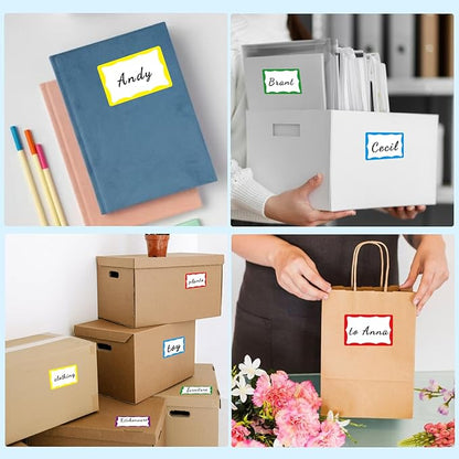 6 Classic Colors Name Tag Stickers,240PCS Waterproof Stickers Name Tags 3 1/2 X 2 1/4 Name Labels for Office,Meeting,School and Home