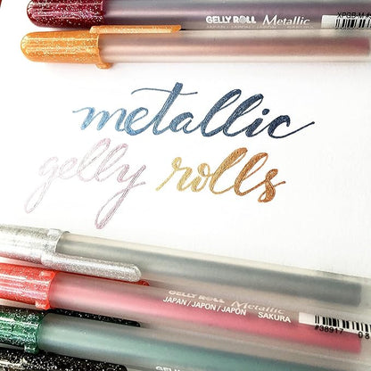 SAKURA Gelly Roll Metallic Gel Pens - Pens for Scrapbook, Journals, or Drawing - Colored Metallic Ink - Medium Line - 10 Pack