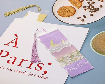 Clear Bookmark Sleeves Penta Angel 50Pcs Plastic Blank Photobooth Frames Vinyl Book Markers Cover Holder with Hole for Students Reading Wedding Valentine’s Gift Party Favor, 6.69x2.28'' (50)