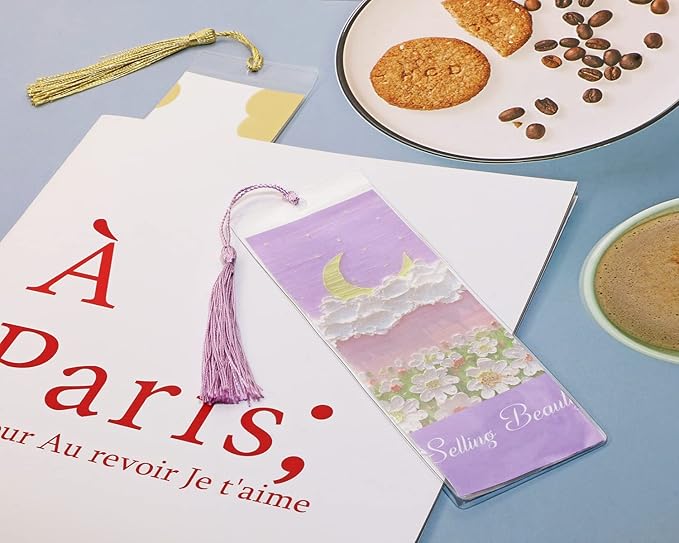 Clear Bookmark Sleeves Penta Angel 20Pcs Plastic Blank Photobooth Frames Vinyl Book Markers Cover Holder with Hole for Students Reading Wedding Valentine’s Gift Party Favor, 6.69x2.28’’ (20)