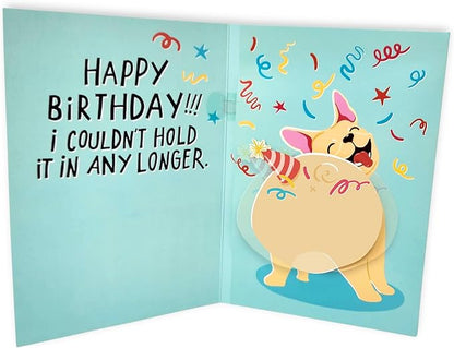 Farting Dog Birthday Card - Funny Birthday Card for Men Women Kids - Farting French Bulldog Meme Sound and Shaking Dog Motion Bday Greeting Cards 5.25 x 8.18 Inch