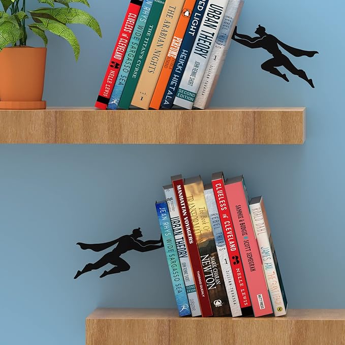 Artori Design Book Ends to Hold Books Heavy Duty - Hidden Metal Bookends for Shelves Desk - Bookend Book Holder for Home Decorative - Gift for Book Lovers and Home Décor (Book&Hero - Set of 2)