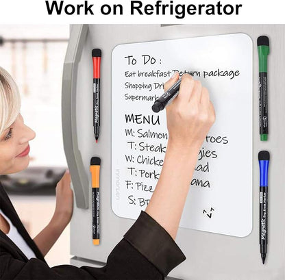 Magnetic Dry Erase Markers, Fine Tip Low Odor Whiteboard Markers for Kids & School, Work On White board & Calendar, Refrigerator (12 Pack)