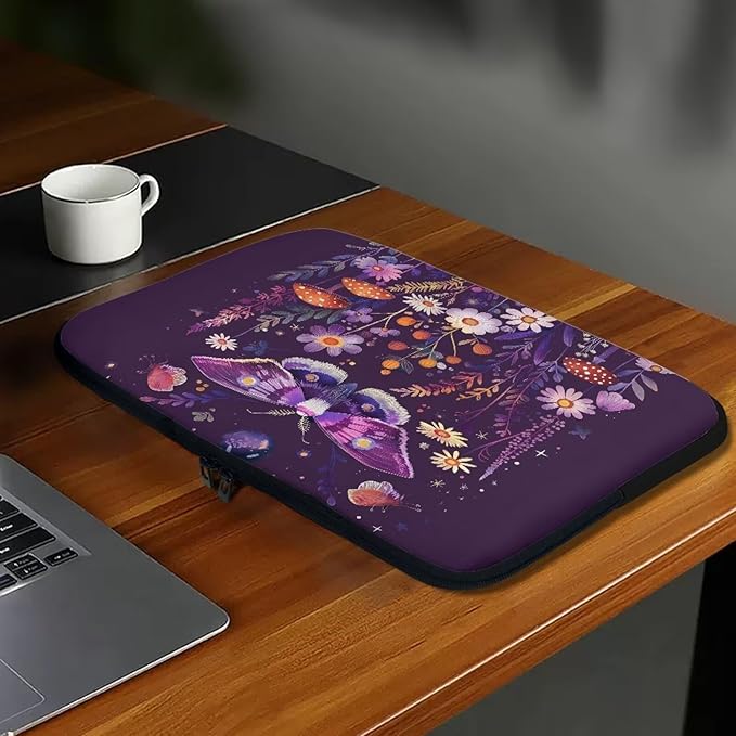 Butterfly Flower Laptop Protective Sleeve for Women Teen Girls 13 inch Laptop Covers with Large Capacity Lap Top Case Lightweight Computer Sleeve Bag Suitable Gifts for Holidays