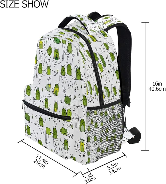 Blueangle Funny Frogs Pattern Print Travel Backpack for School Water Resistant Bookbag