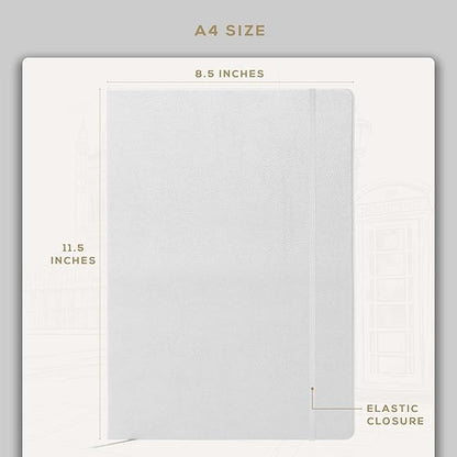 BEECHMORE BOOKS Lined Journal Notebook, 8.5 x 11.5 inch, A4 160 Lined Pages, Hardcover Leather Journals for Women, Men, Writing and Notebooks for Work - 120 GSM Thick Paper, Gifts Box Included