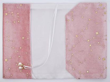 BLBMH A5 Book Cover for Paperbacks- Adjustable Fabric Book Sleeve Cover Protector Fit for 5.5x8.4 inch Hardcover Softcover Book Novels Notebook -Pink Stars