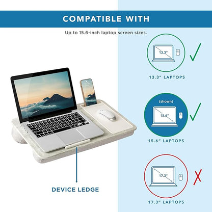 LAPGEAR Home Office Lap Desk with Device Ledge, Mouse Pad, and Phone Holder - Taj Mahal Marble - Fits up to 15.6 Inch Laptops - Style No. 91581