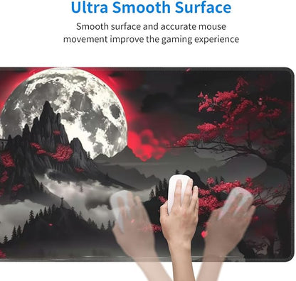 Extended Gaming Mouse Pad, Large Gaming Mouse Waterproof with Stitched Edges, Non-Slip Desktop Pad for Home and Office, Level Up Your 31.5x11.8 Inch… (Dark Night)