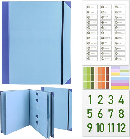 in Case I Go Missing Binder,The Folio Document Organizer,Lifebook Document Organizer with Labels,Suitable for Important Document,Emergency Binder,Life Binder,Passports,and Letters(Light Blue)