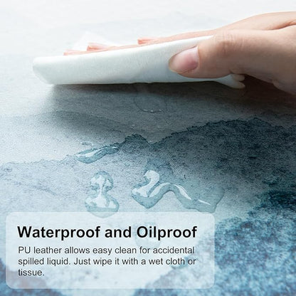 QIYI Desk Pad Large Keyboard and Mouse Pad for Laptop Computer, PU Leather Desk Cover Protector, Desk Décor Accessories for Office Home Work Writing Gaming 31.5" x 11.8" - Watercolor Mountain