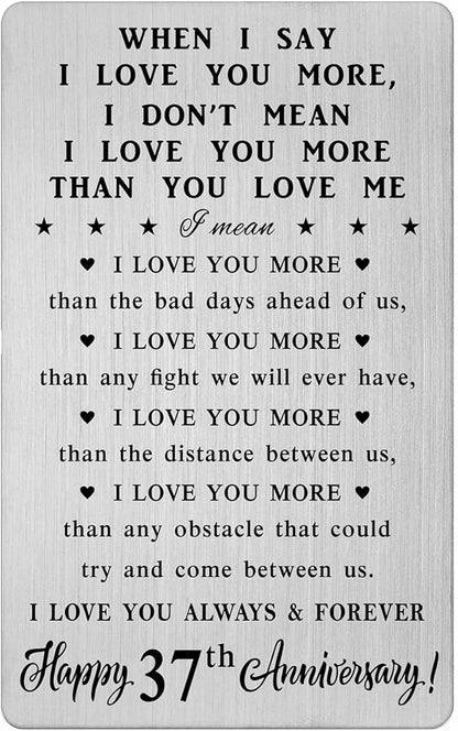 CPLJW 37th Anniversary Wallet Card Gifts for Him, Happy 37 Anniversary Romantic Gifts for Her