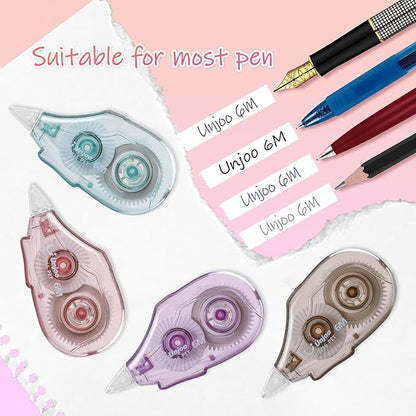 White Correction Tape, Easy To Use Applicator for Instant Corrections Wrong Writing At Any Time, For school, Office (6M/256" x 0.2",4 colors, 12pack)
